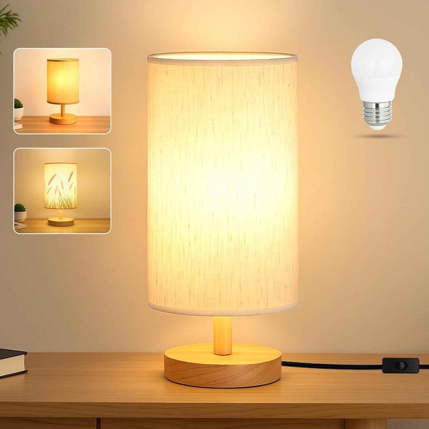 Bedside Decor Lamp in Flax White, Jute Brown, and Wheat Ear Finishes, Ambient Warm Light