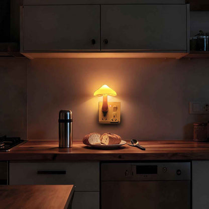 AUSAYE Flameless Mushroom Night Light – Cool LED Plug in Lamp Safe Around Kids Pets and Seniors