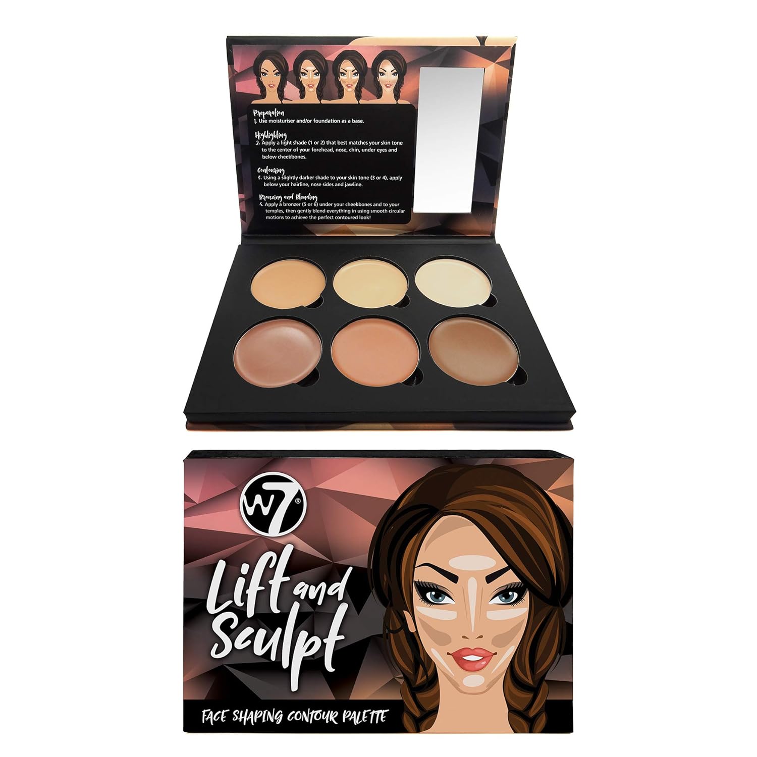 W7_Lift_&_Sculpt_Cream_Contour_Kit_-_Concealing,_Highlighting_&_Contouring_Makeup_Palette_-_Step-by-Step_Instructions_Included_Bronzer_Cosmetic