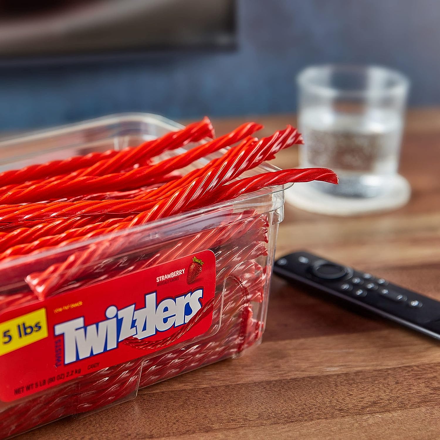 TWIZZLERS_Twists_Strawberry_Flavored_Licorice_Style,_Low_Fat_Candy_Tub,_5_lb_Snack_Sweet_Sugar_Corn_Bonbon_Salt_Artificial_Flour_Natural