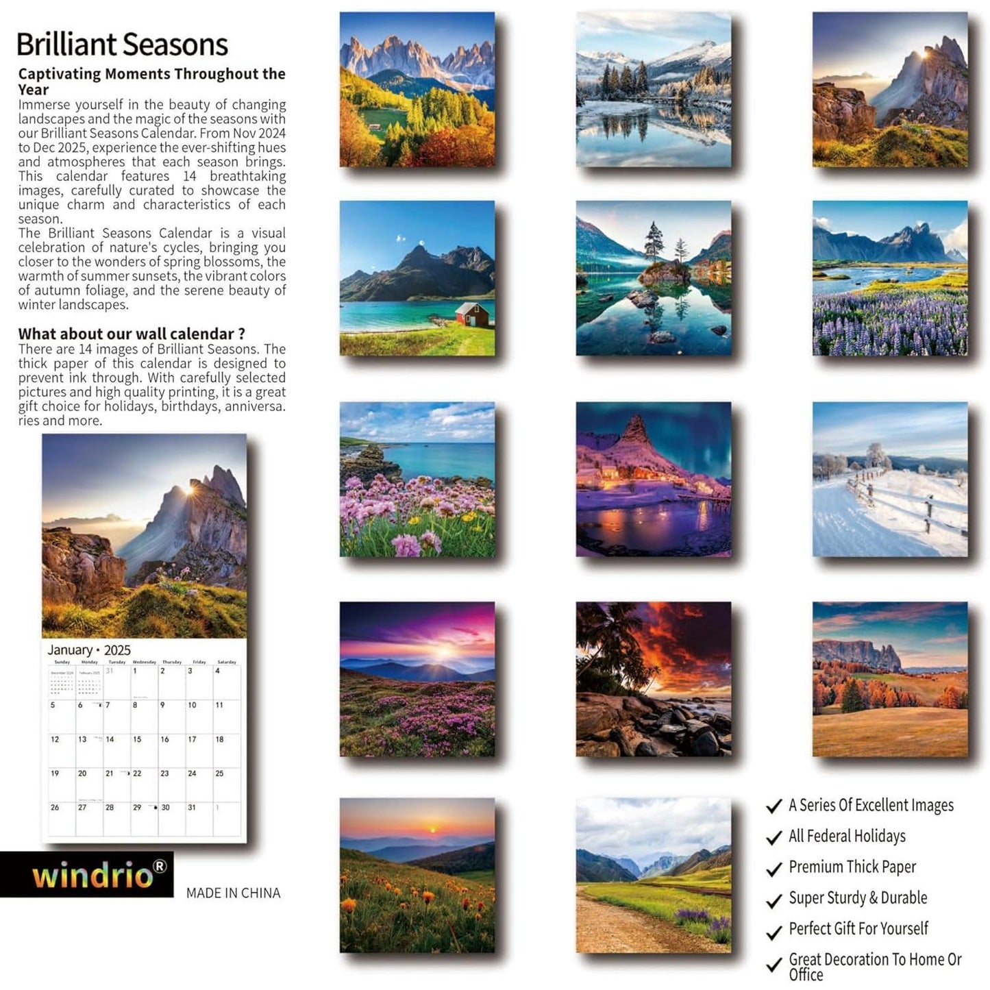 2025_Wall_Calendar,Calendar_2025,_November_2024_-_December_2025,_Wall_Calendar_Brilliant_Seasons,_12"_x_24"_Opened,_Full_Page_Months_Thick_&_Sturdy_Paper_for_Gift_Perfect_Calendar_Organizing_&_Planning