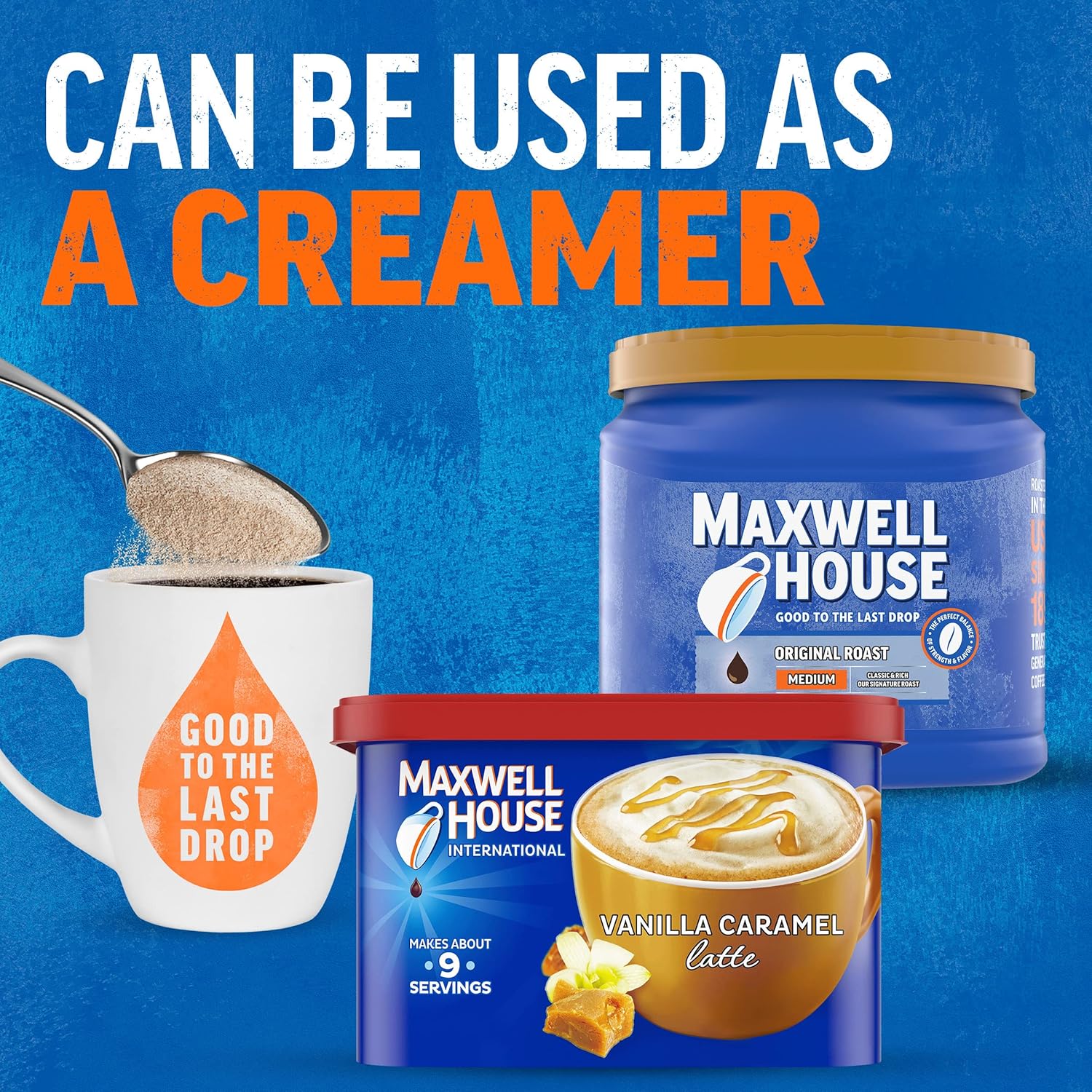each 9 oz canister yields approximately 9 servings at 2 rounded tablespoons per 12 oz cup
