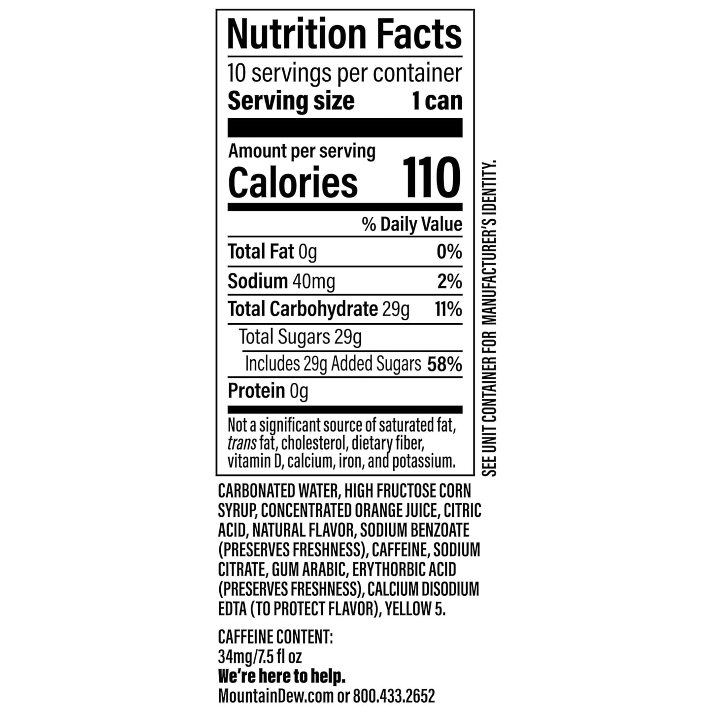 each can contains only 110 calories