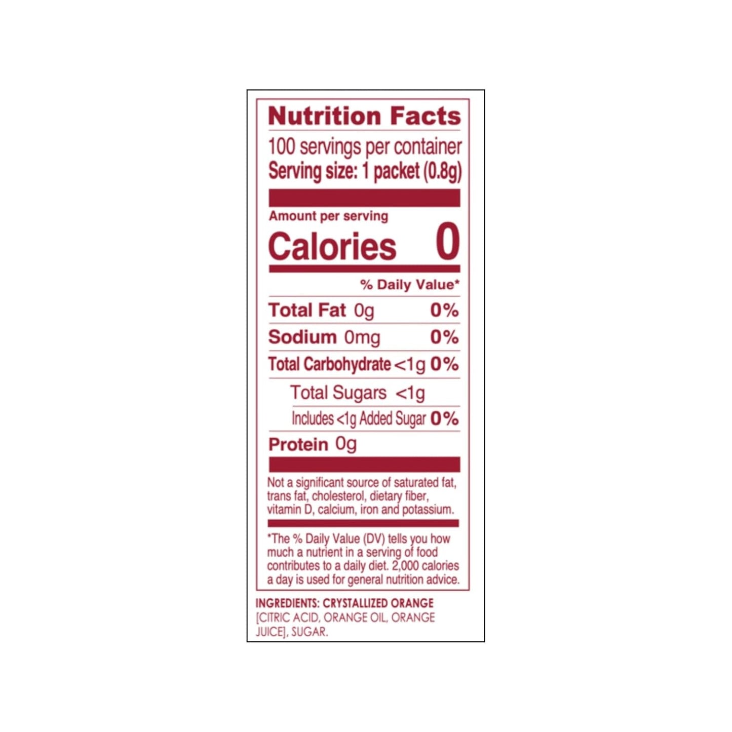 each packet equals one orange wedge for consistent, controlled flavoring