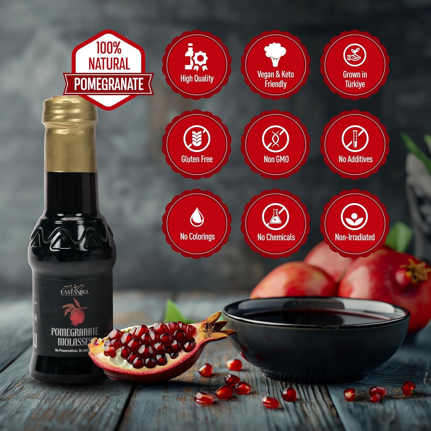 Eastanbul Pomegranate Molasses – Elegant Housewarming Present for Mediterranean Cuisine Lovers