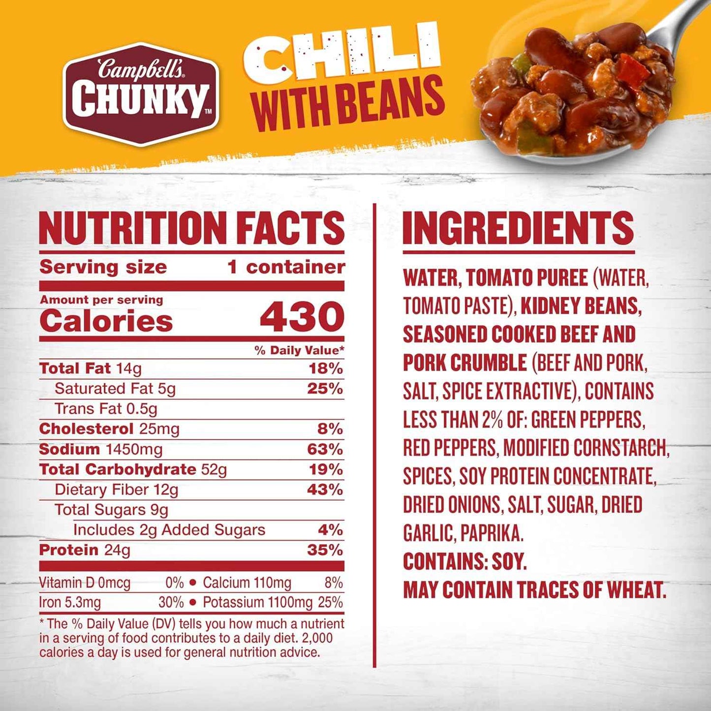 Campbell's Chunky Chili with Beans – Hearty Truck Cab Meal for Long Hauls and Job Sites