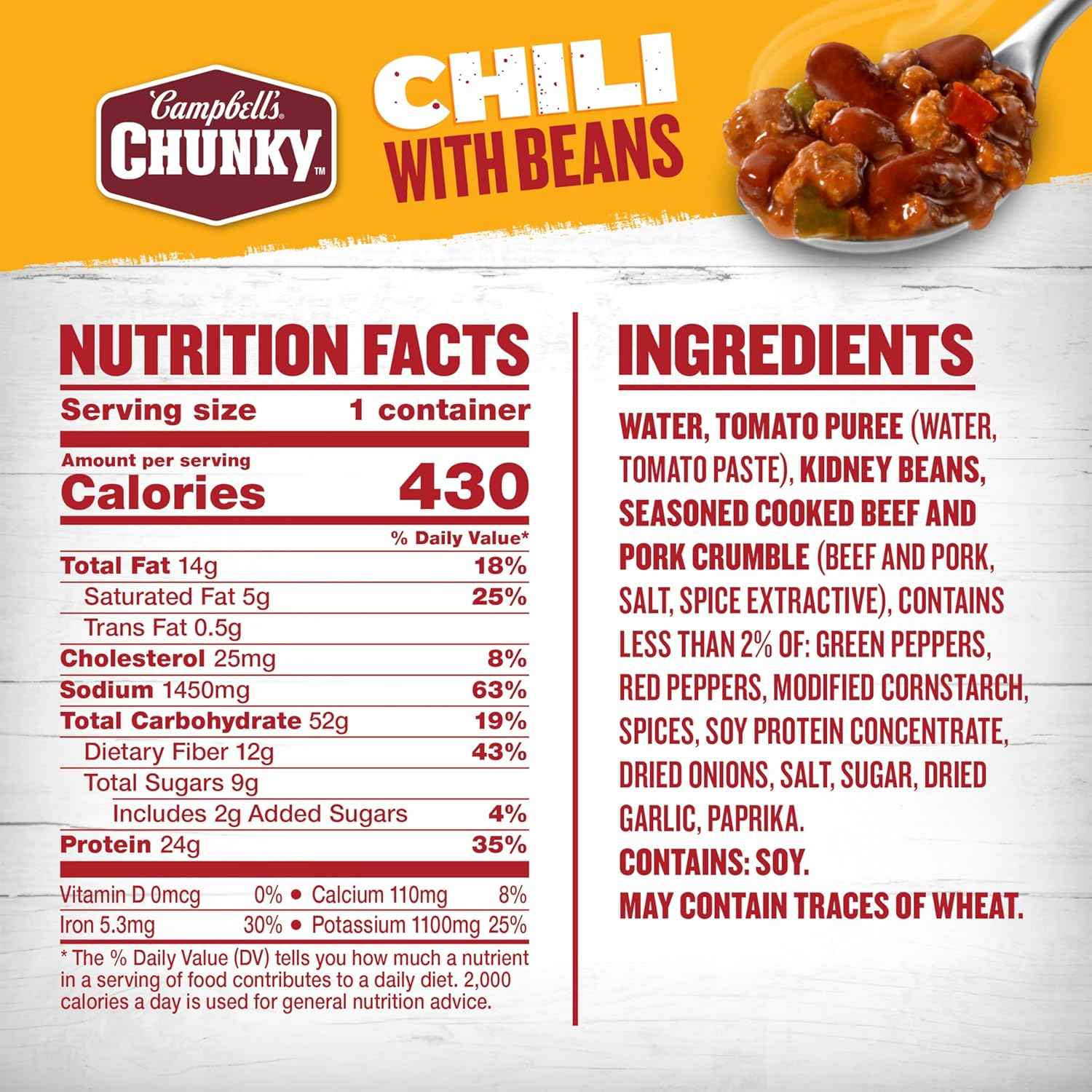 Campbell's Chunky Chili with Beans – Hearty Truck Cab Meal for Long Hauls and Job Sites