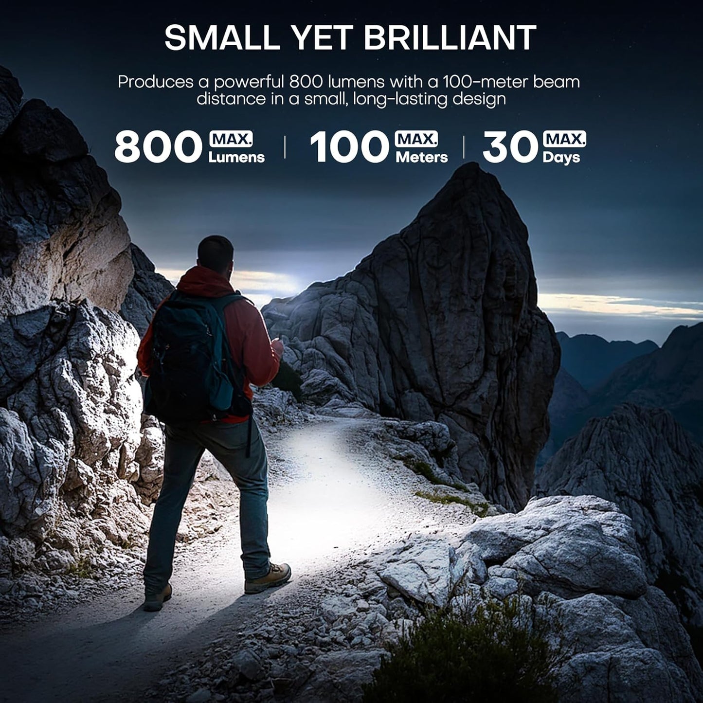 EDC Flashlight Rechargeable – Trail and Dog Walking Flashlight with Red Night Vision Mode