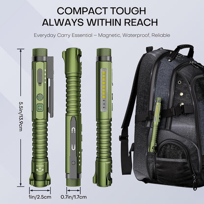 EDC Flashlight Rechargeable – Trail and Dog Walking Flashlight with Red Night Vision Mode