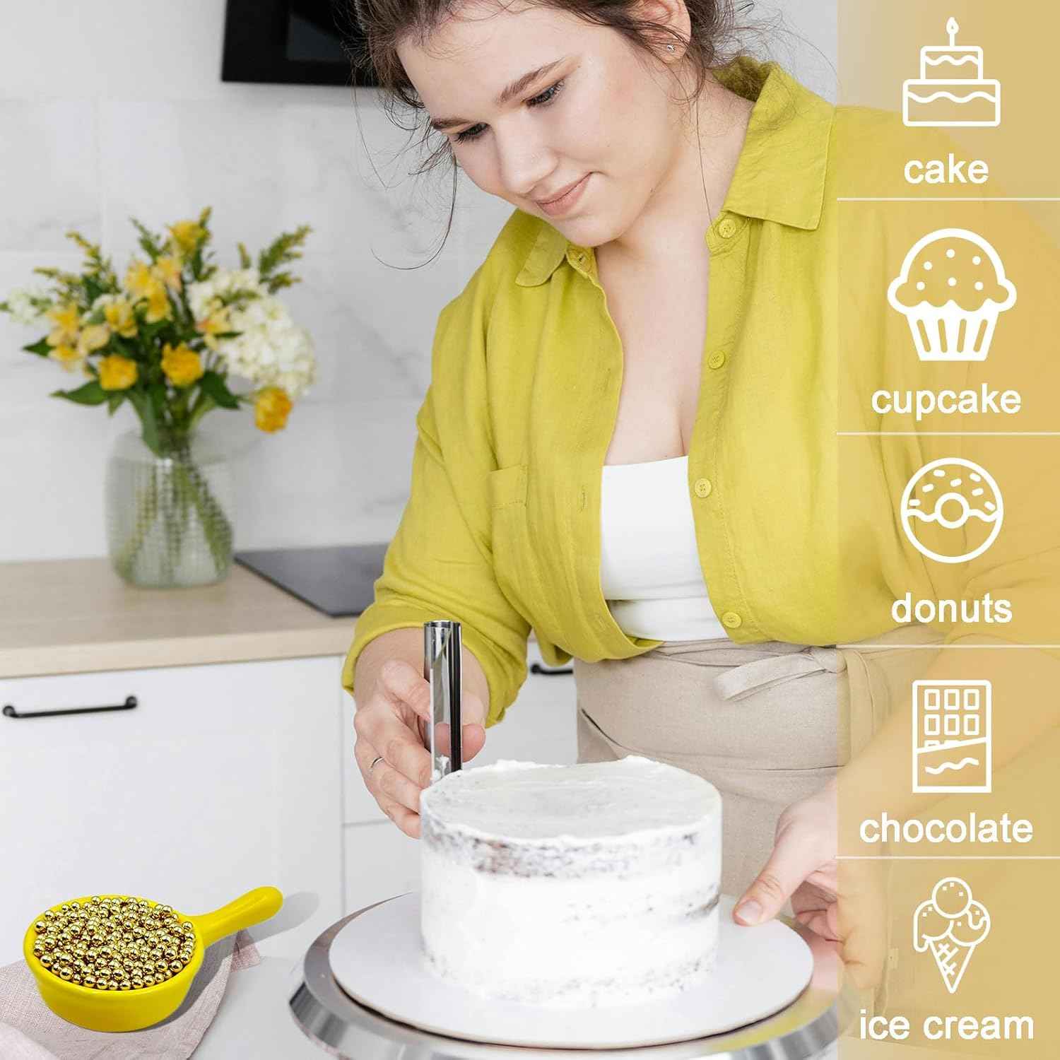Gold Sprinkles for Cake Decorating – Family-Safe Pearl Mix for Kids' Birthday Cakes and Cupcakes