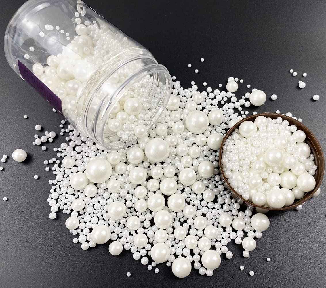 Sweet Sprinklez Glossy Pearl Sprinkles Elegant Cake Counter Topper for Café Display and Home Dessert Styling, 4.2oz
