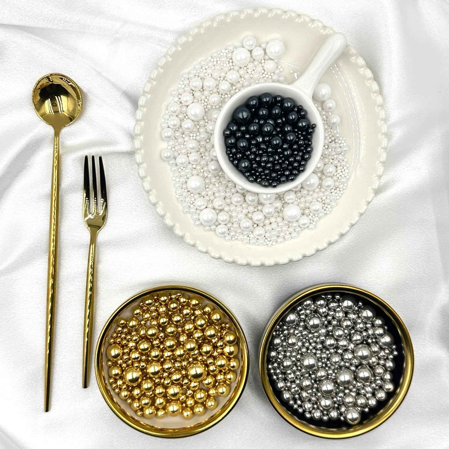 SUGAR BAY Edible Gold and Silver Pearl Sprinkles – Child-Safe Cupcake Topping for Kids' Birthday Parties and Family Baking