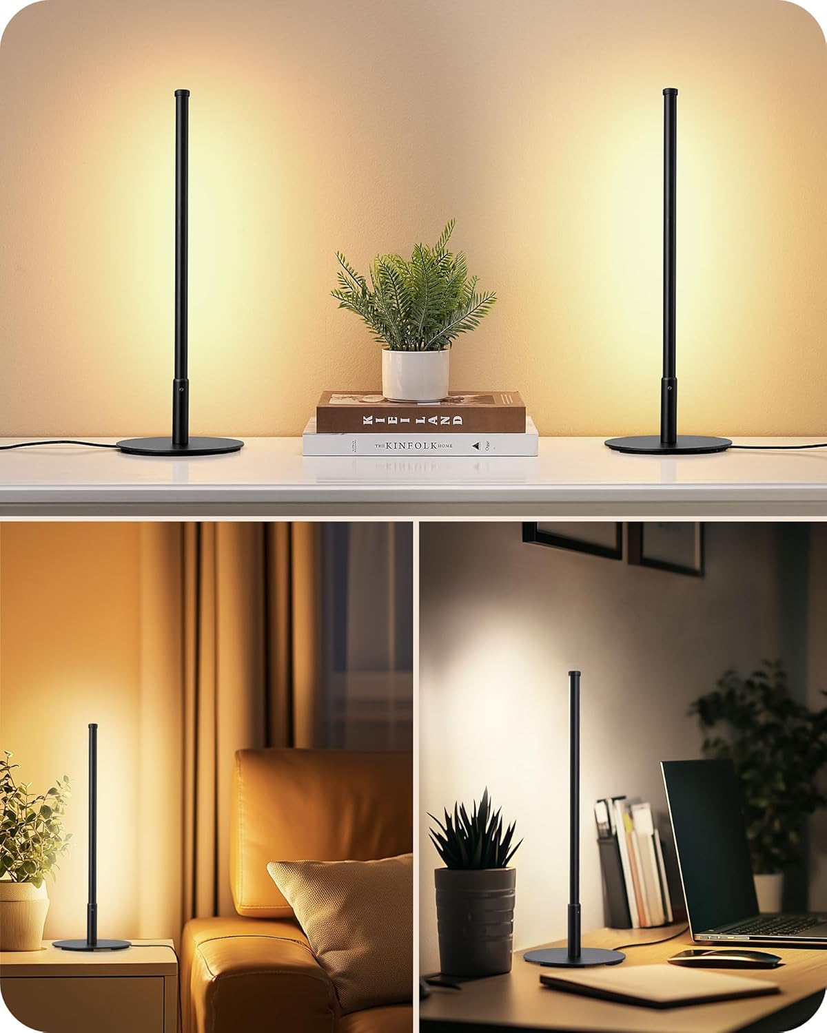 EDISHINE Slim Bedside Lamp – Cozy Living Room Accent with Soft Ambient Glow