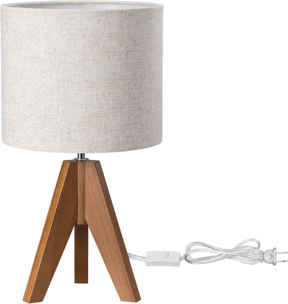 EDISHINE Small Wooden Nightstand Lamp – Tip-Resistant Baby Light for Nursery and Playroom