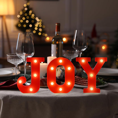 EDYCON Battery Powered LED Letters – Smoke Free and Cool to Touch Alternative to Holiday Candles