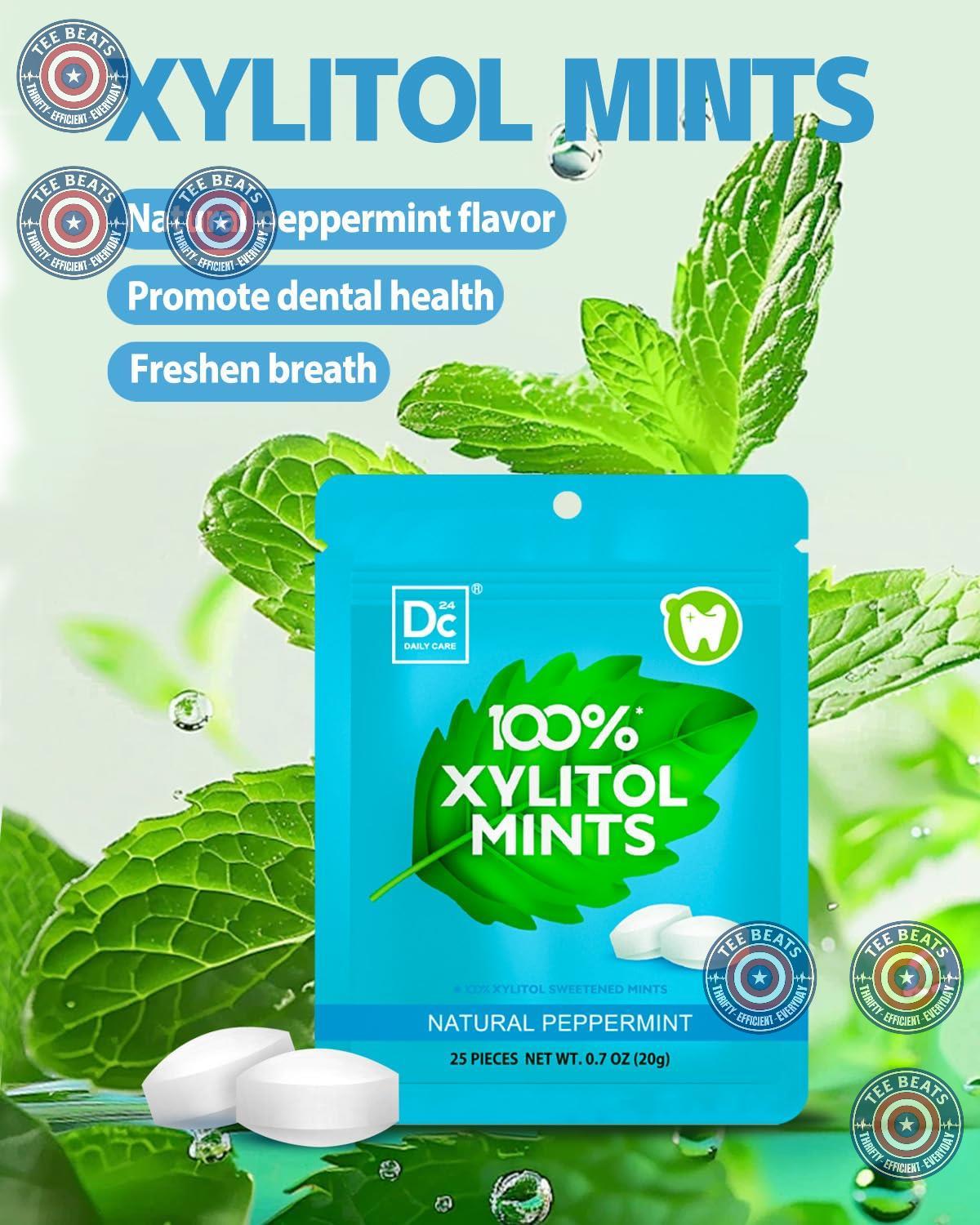 DC24_DAILY_CARE_100%_Xylitol_Mints_|_Aspartame_Free,_Sugar_Vegan,_Gluten_Free_&_Keto_Friendly_Natural_Peppermint_Flavored_Mints,_25_Piece-Pack,_4_Packs