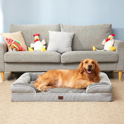 EHEYCIGA Orthopedic Dog Bed for Large Breeds – Memory Foam Joint Relief Couch for Senior Dogs, Sofa-Style Bolster