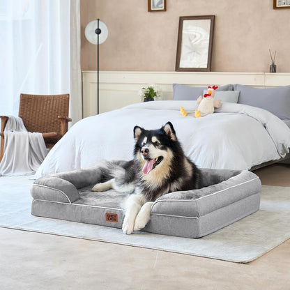 EHEYCIGA Orthopedic Dog Bed for Large Breeds – Memory Foam Joint Relief Couch for Senior Dogs, Sofa-Style Bolster