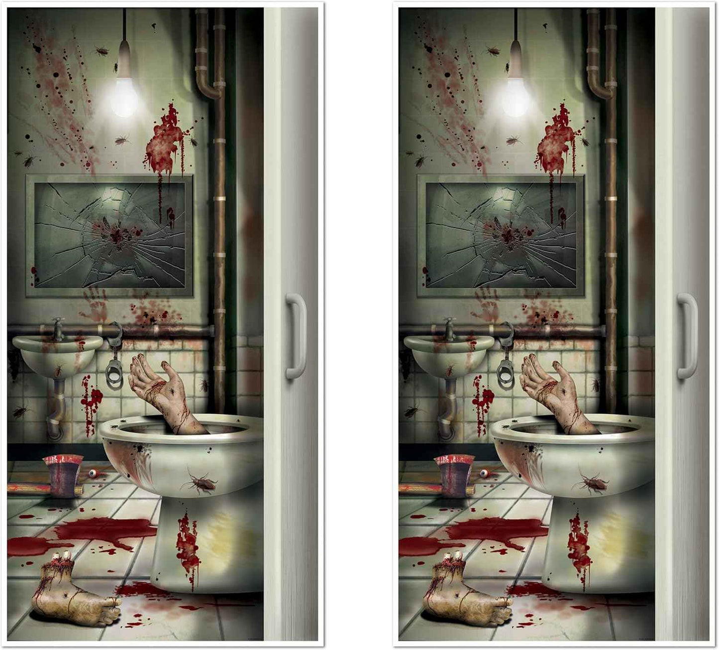 Beistle Skeleton Restroom Door Cover Party Accessory for Spooky Bedroom Accent Wall Decoration