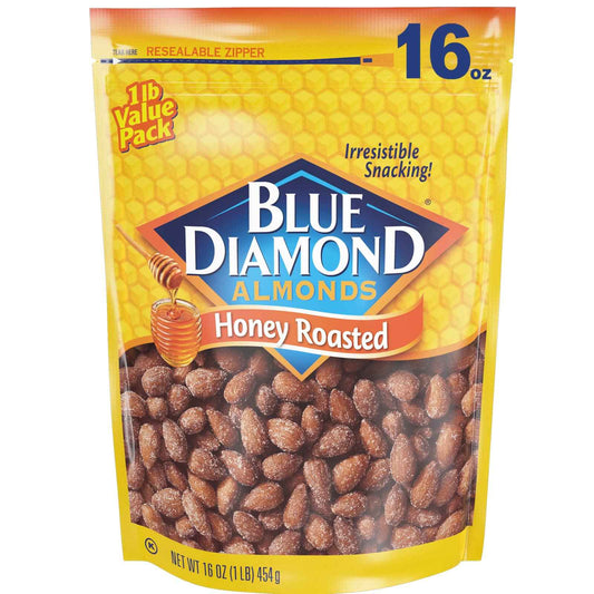 Blue Diamond Almonds Honey Roasted Snack Almonds – High-Protein Study Snack for Dorm Room and Library Sessions