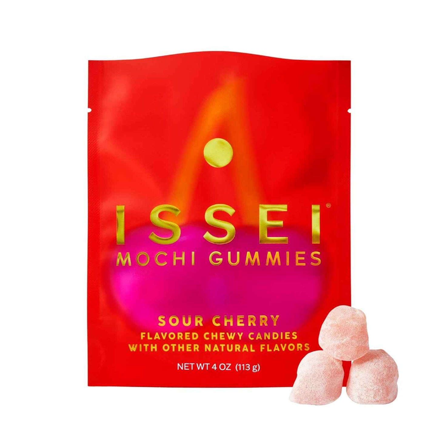 ISSEI Sour Cherry Mochi Gummies | After-School Snack for Kids | Gluten-Free Gummy Candy