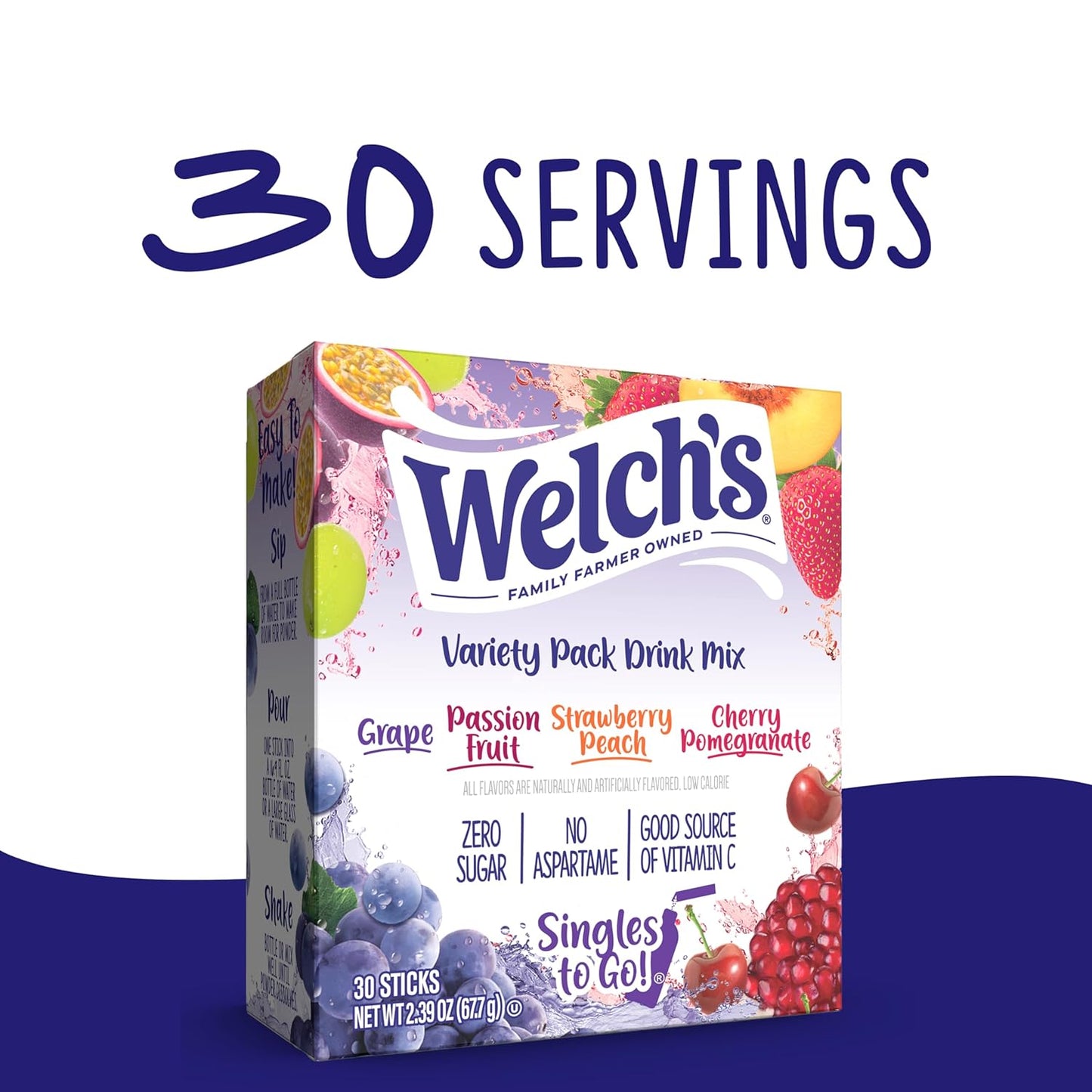 eight flavor variants plus multi-flavor variety packs (30ct, 40ct, 80ct) for assortment buying