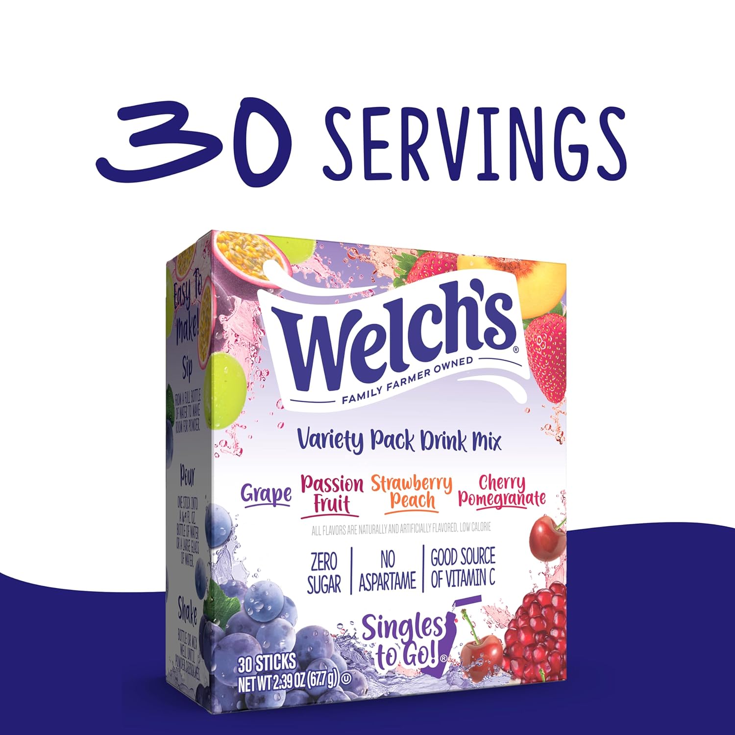 eight flavor variants plus multi-flavor variety packs (30ct, 40ct, 80ct) for assortment buying