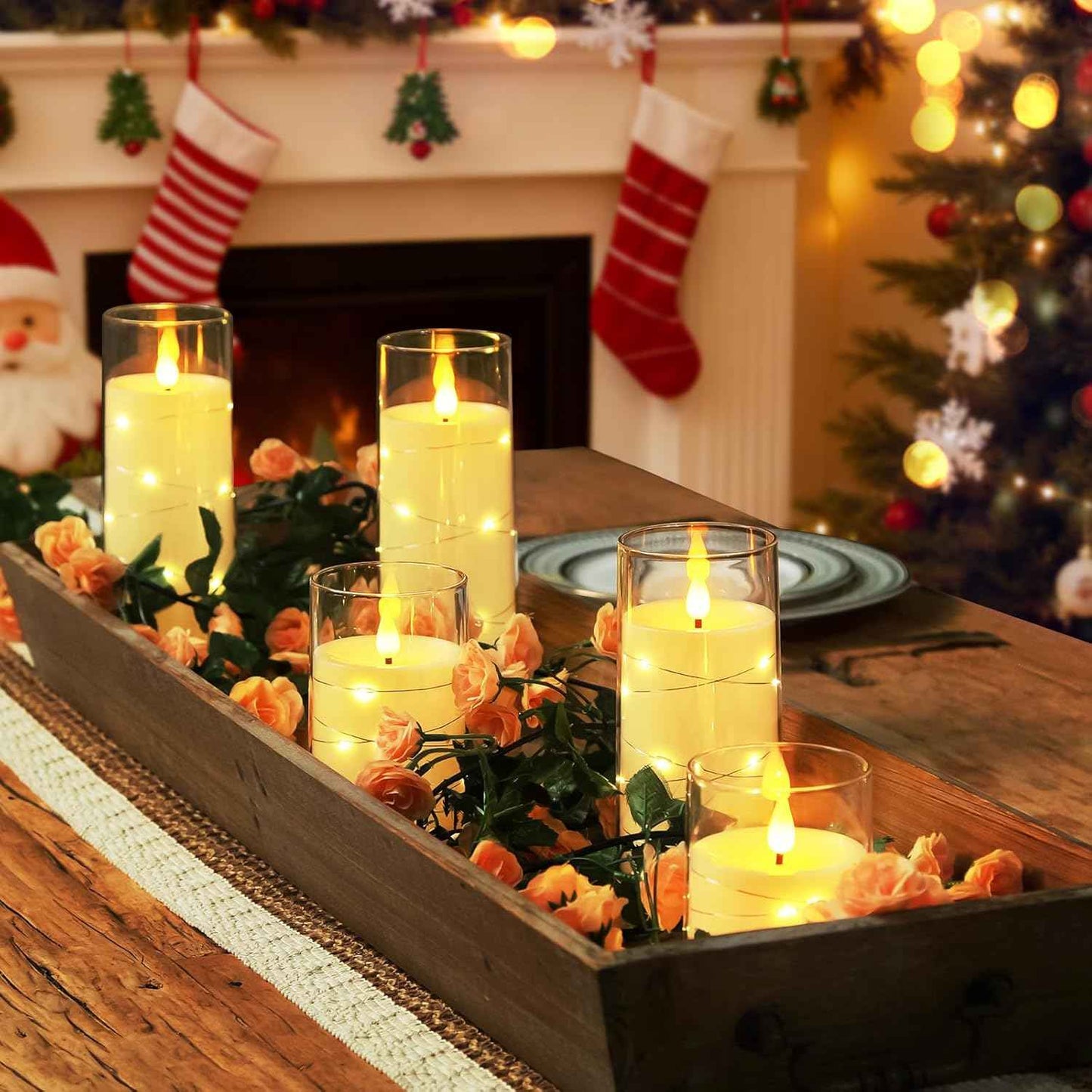 Homemory Star String Fairy Light Candle Set – Housewarming Gift for New Homeowners, Ivory Flameless LED 5 Pack