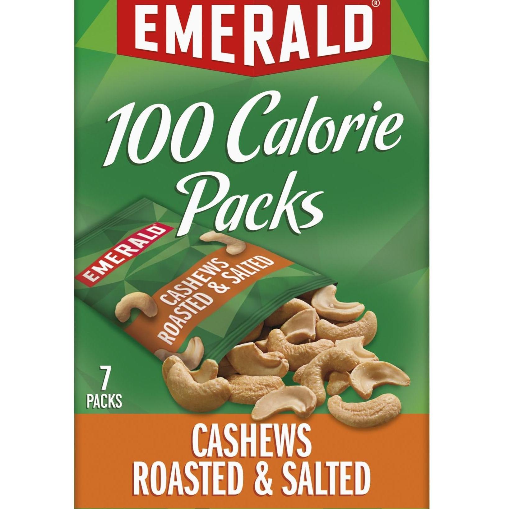 Emerald Nuts Roasted and Salted Cashews 7ct – Single-Serve Office Snack Pack for Focus Breaks and Commuter Bag Energy