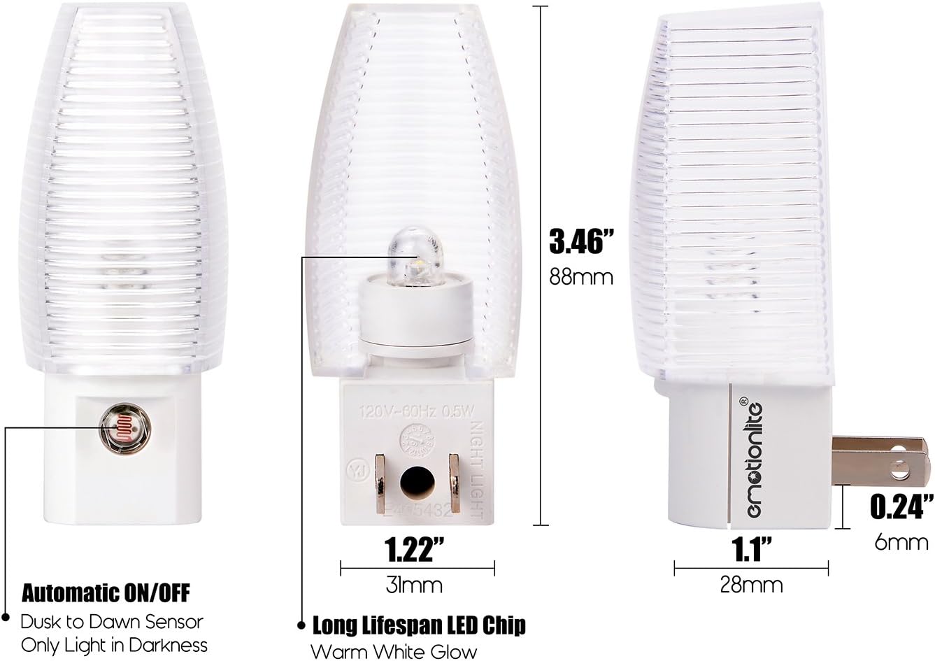 Emotionlite LED Nightlight for Aging in Place – Senior-Safe Path Light for Bedroom and Corridor, Auto Sensor
