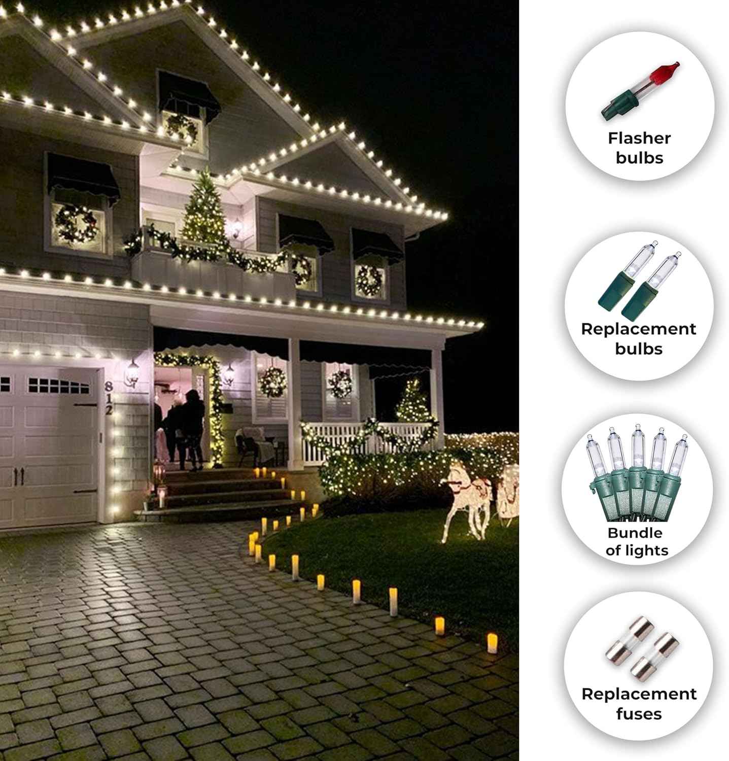 Holiday Essence Waterproof LED String Lights for Patio and Pergola Ambiance, 26.9 Ft Cool White Outdoor Strand