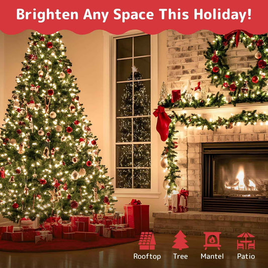 PREXTEX 10 Ft Outdoor String Lights for Patio, Porch Railing, and Fence Line Holiday Curb Appeal, 50 Count Connectable