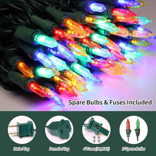 LAMPHOME 100 LED Outdoor String Lights 21.6FT Waterproof Connectable Patio Garden Fence Holiday Decoration