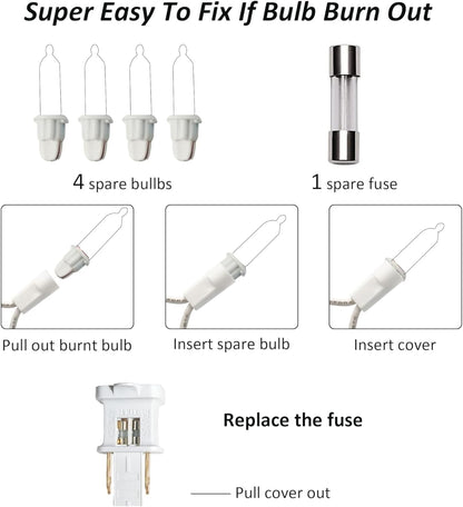 end-to-end connectable design supporting up to 6 sets (max 600 bulbs / 120 ft)
