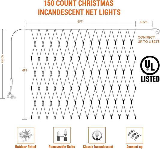 Lomotech Christmas Net Lights – 6ft x 4ft Connectable Mesh Lights for Patio, Garden and Yard Holiday Displays