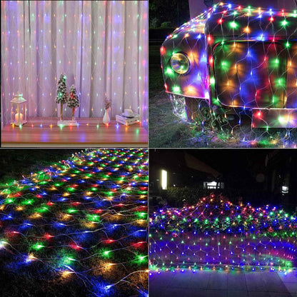 LYHOPE 12ft x 5ft LED Net Lights – IP44 Waterproof Mesh for Patio, Porch, and Outdoor Garden Hedges