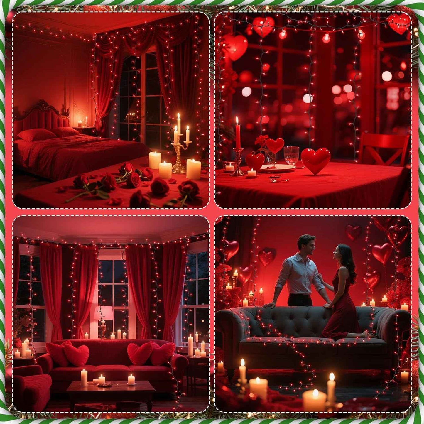 Holiday Charm 100-Count Red Weather-Resistant String Lights 21ft Green Wire for Patio and Outdoor Dining Setups