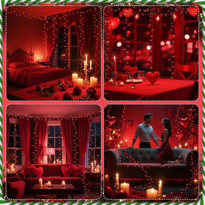 Holiday Charm 100-Count Red Weather-Resistant String Lights 21ft Green Wire for Patio and Outdoor Dining Setups