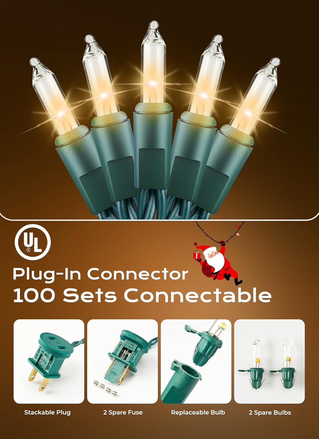 end-to-end linkable connectors supporting up to 100 chained sets