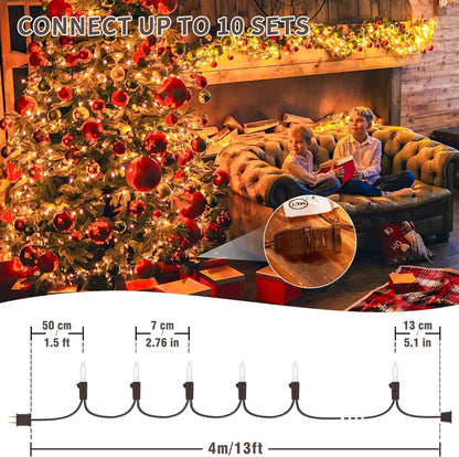 YOUNGAR 13FT 50 Clear Incandescent String Lights with Brown Wire – UL-Tested Indoor and Outdoor Safe Lighting with Built-In 3A Fuse