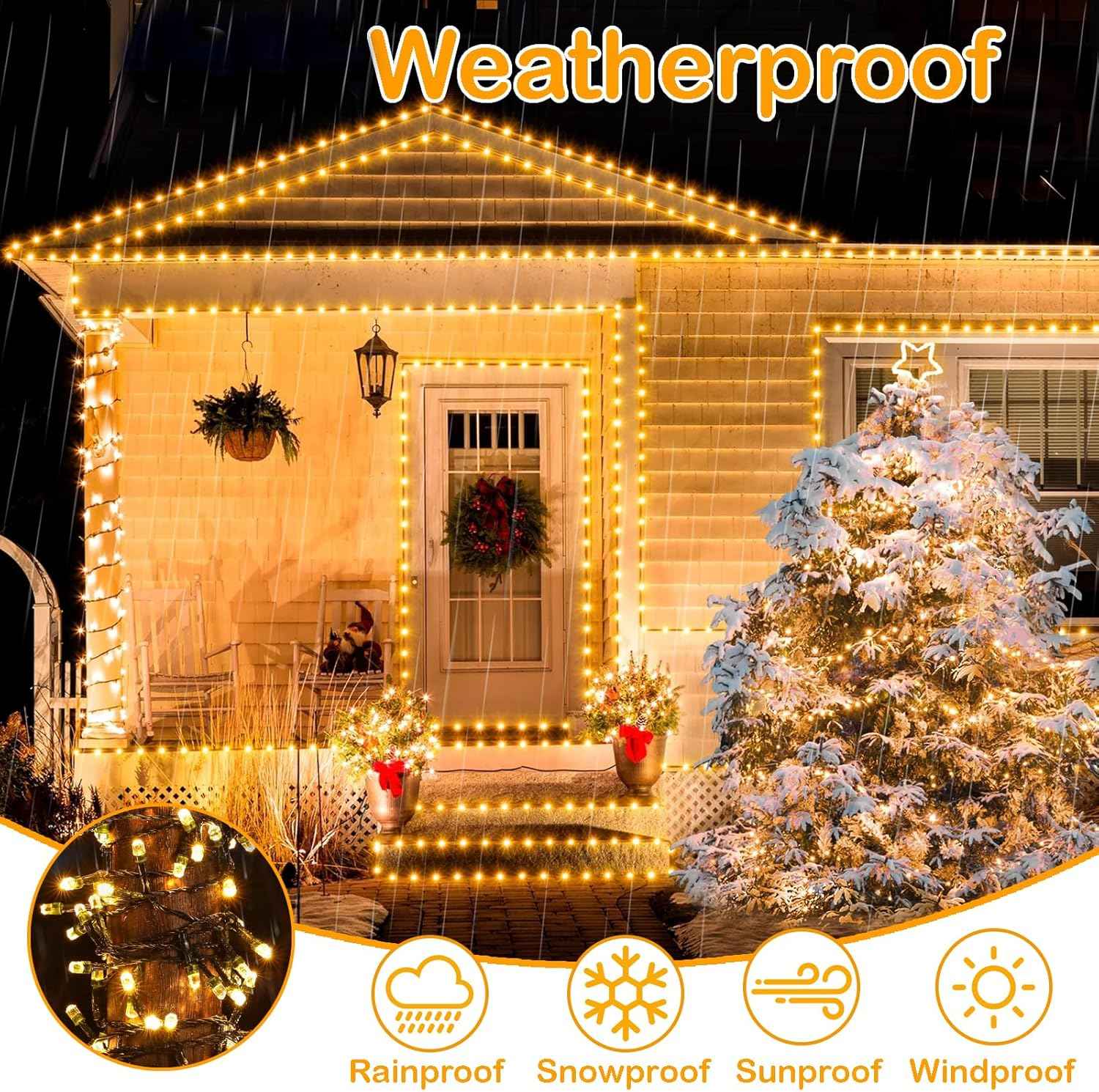 Decute Domed LED Fairy Lights – Golden Warm White Wall Accent Lighting, 105FT Dimmable String Lights for Apartment Ambiance
