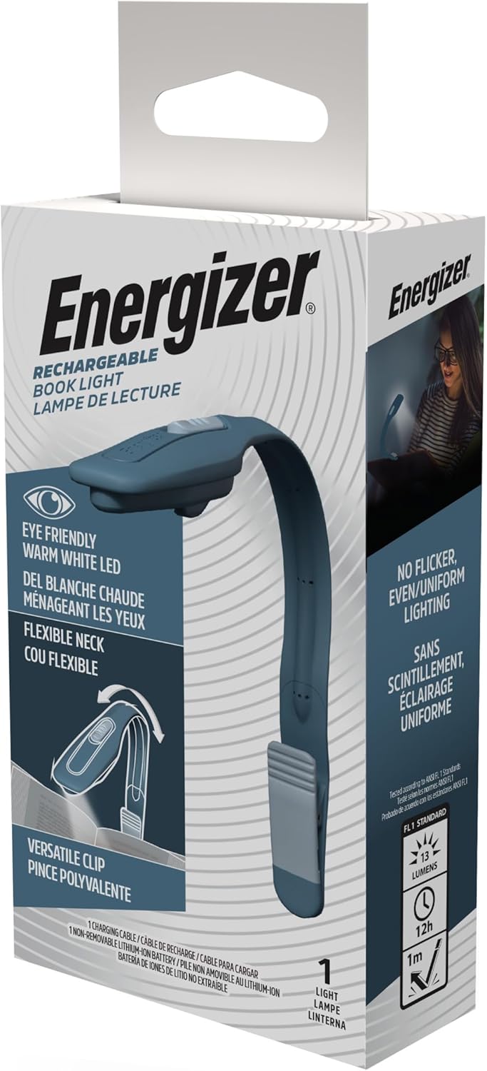 Energizer Flex-R Rechargeable Book Lamp – Calming Bedtime Companion, Flicker-Free Warm Light for Mindful Reading