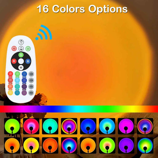 Sunset Lamp Projector – Bedroom Décor Piece, 16 Color Rainbow Halo Light for Cozy Home Atmosphere
