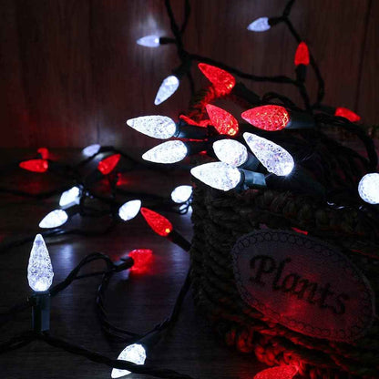 Brizled Faceted C5 Christmas Lights – Warm White Indoor Decor for Mantel, Tree, and Cozy Reading Nook