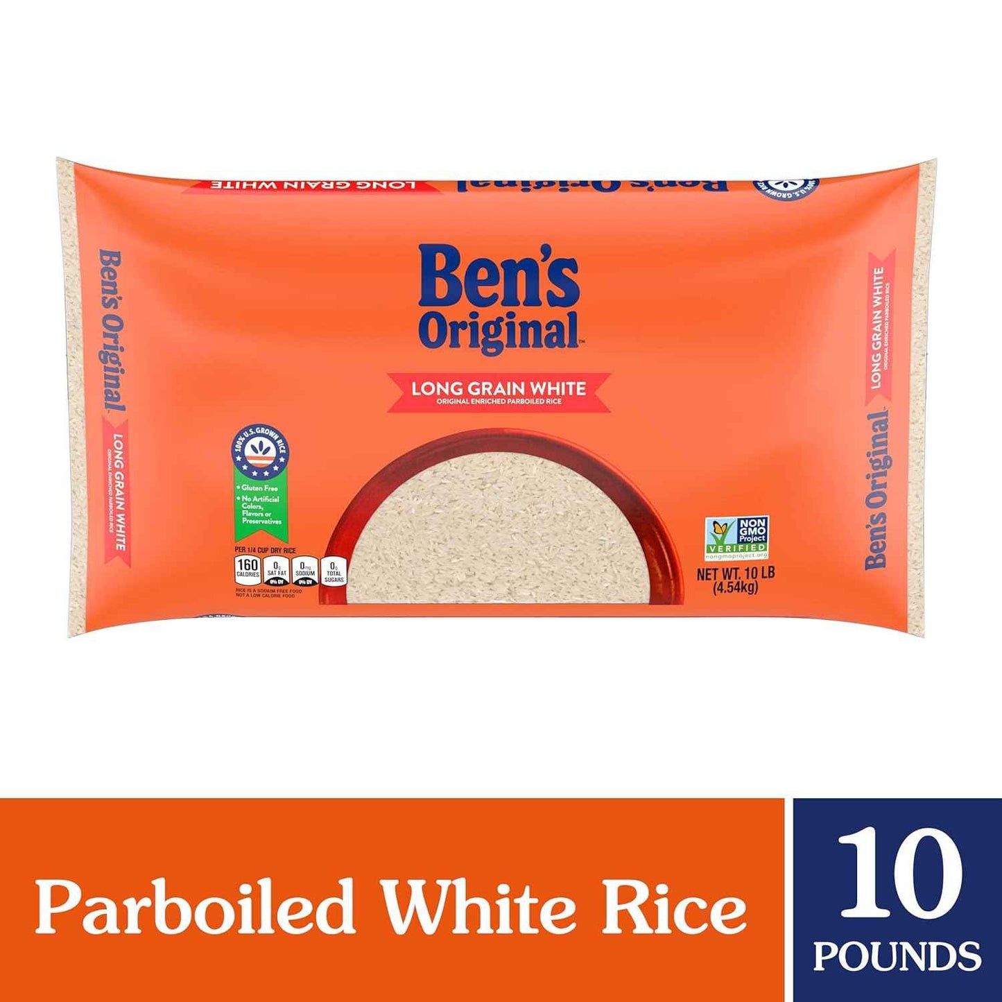 BEN'S ORIGINAL Long Grain White Rice 10 lb – Mild Flavor Kid-Friendly Side for Family Dinners