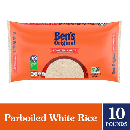 BEN'S ORIGINAL Long Grain White Rice 10 lb – Mild Flavor Kid-Friendly Side for Family Dinners