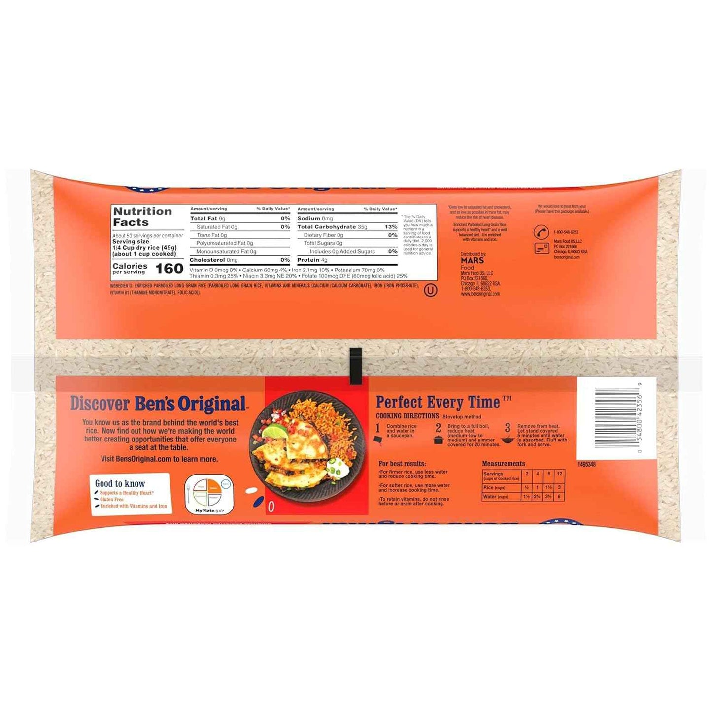 BEN'S ORIGINAL Long Grain White Rice, 5 lb Bag – Family-Sized Side for Kid-Friendly Lunchbox Packing and Dinner Plates