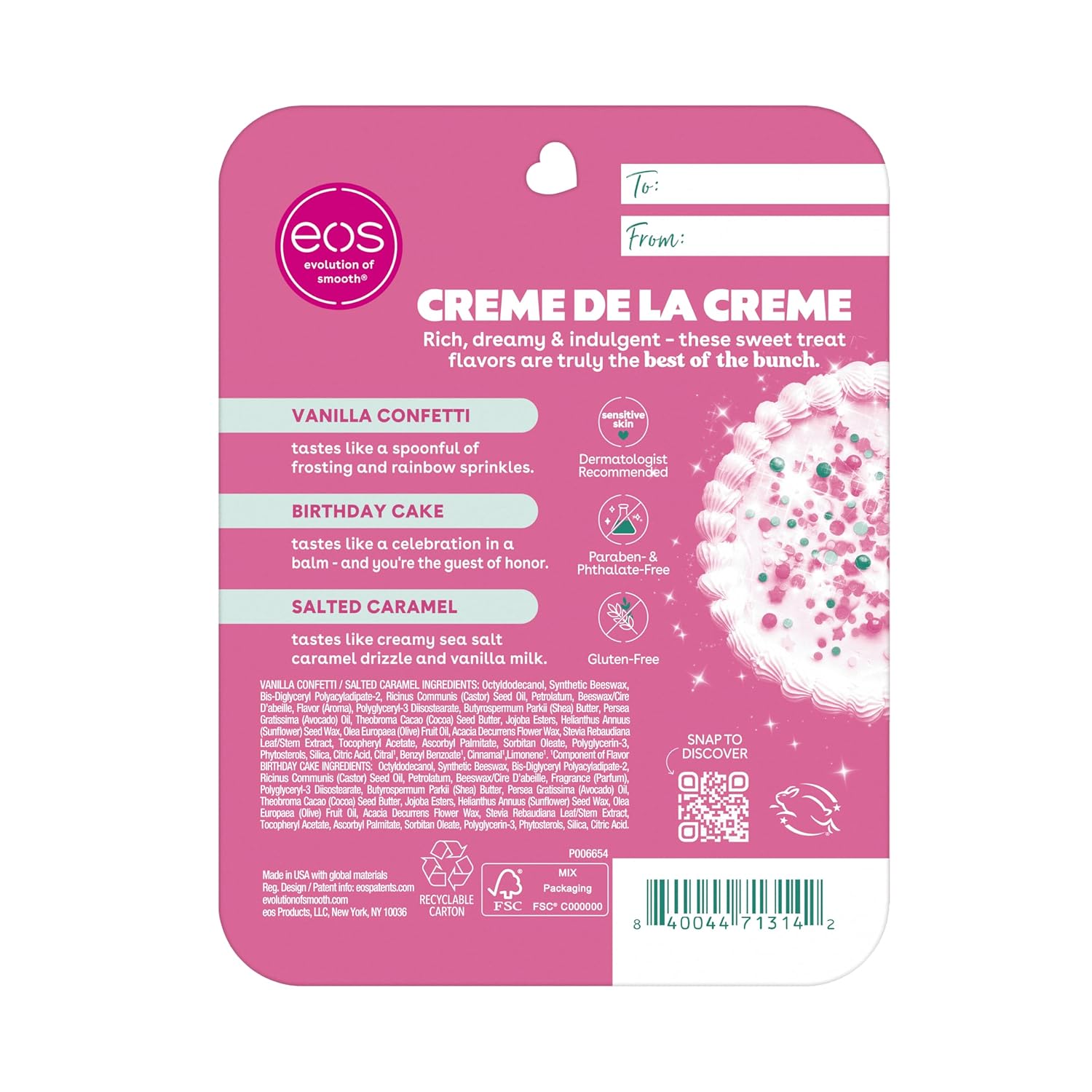 eos 24H Moisture Super Balm Minis – Crème de la Crème Holiday Stocking Stuffer for Women, 3-Pack Sensitive Skin Lip Mask