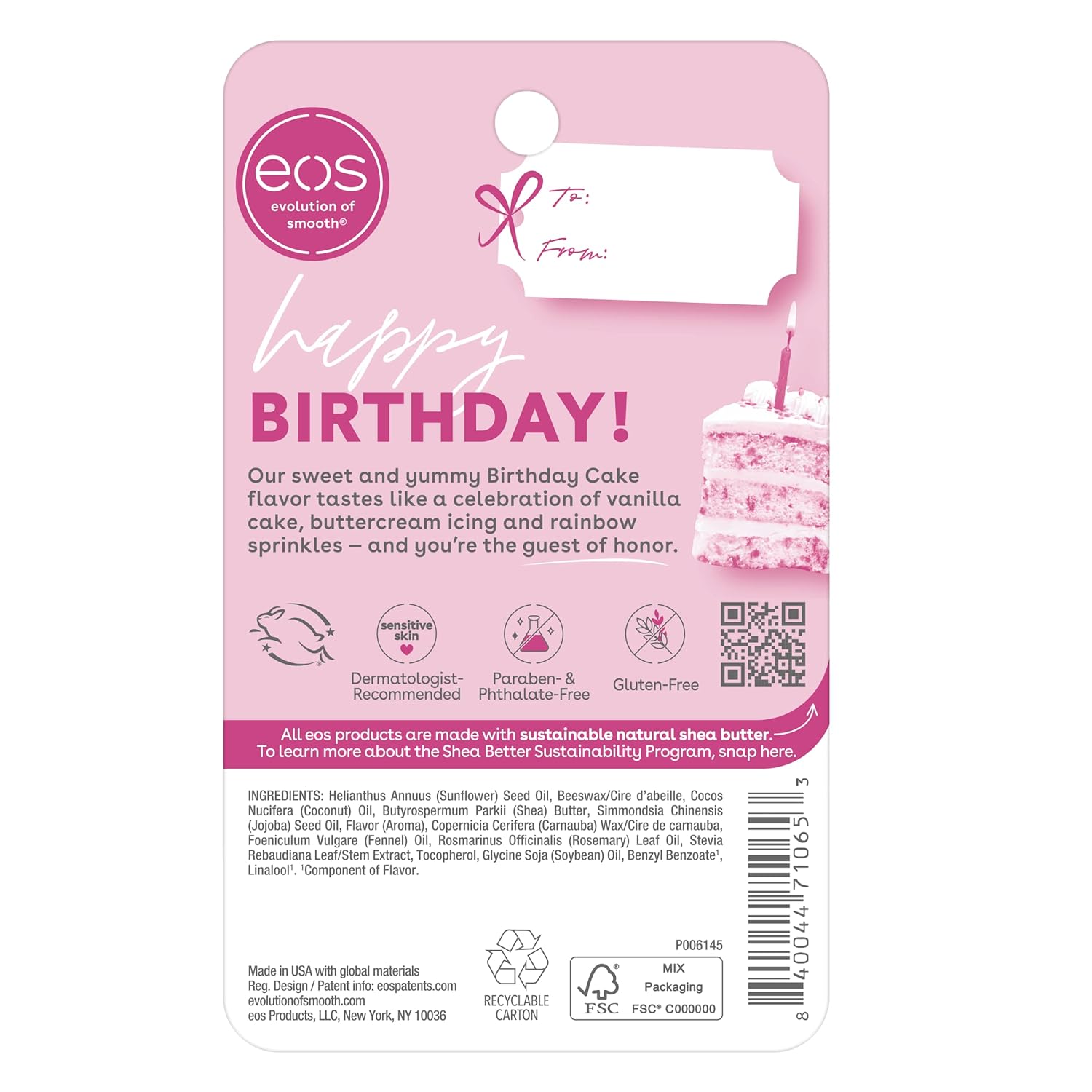 eos Natural Shea Lip Balm Birthday Cake – Affordable Birthday Gift for Mom and Friends, 2-Pack Travel Size
