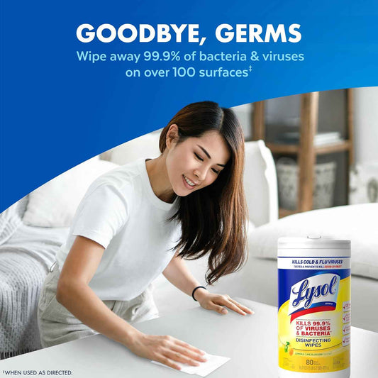 Lysol Disinfecting Wipes Bundle – Thoughtful Housewarming Gift for New Apartment Owners, Ready-to-Use All-Purpose Cleaning Set, 80 Count